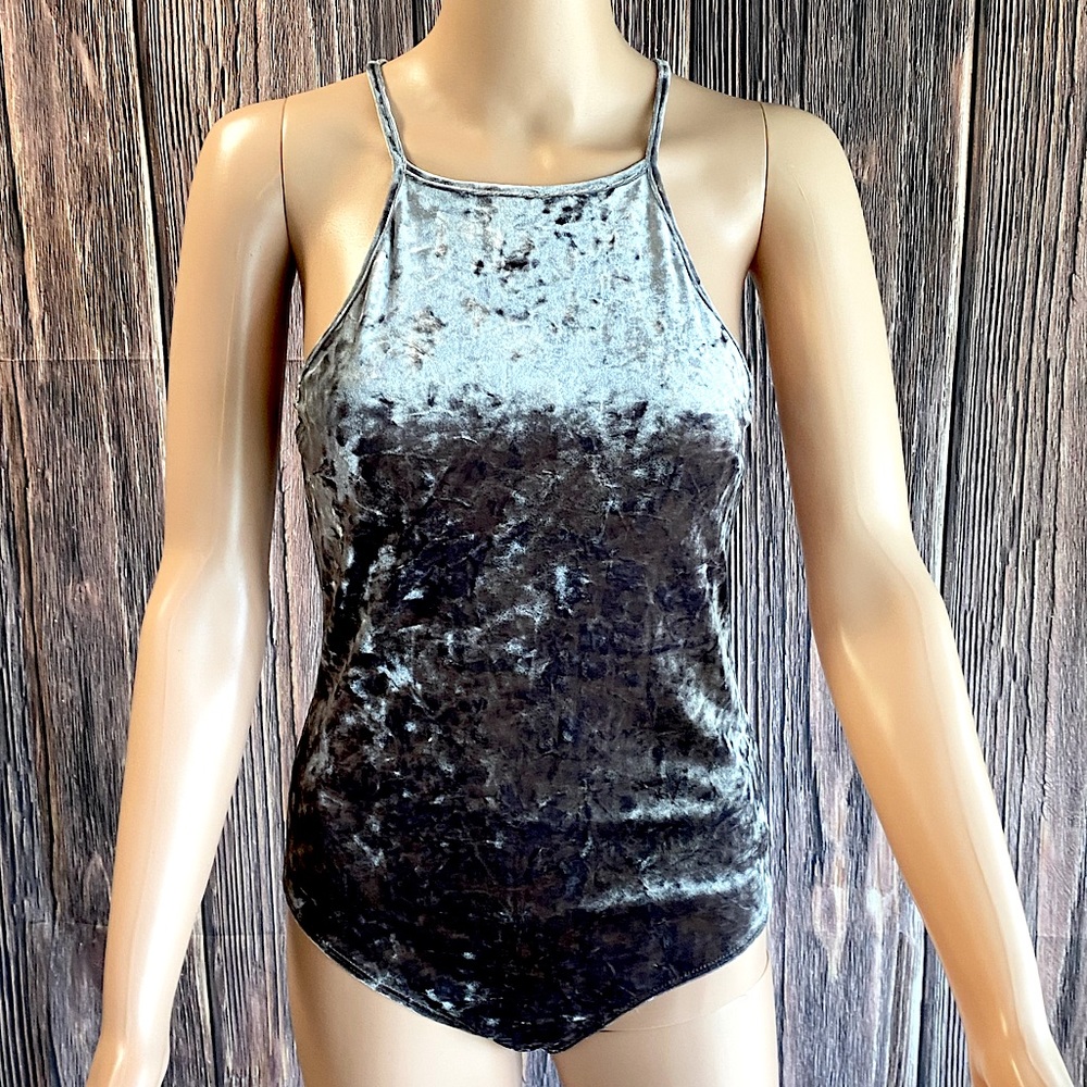 Forever 21 size Medium grey gray velvet velour body suit bodysuit